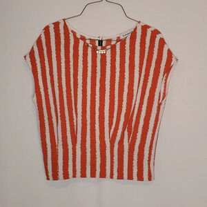 Leopard brand small red & white striped top with attached necklace